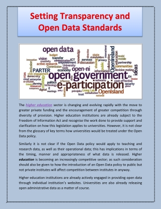 Setting Transparency and Open Data Standards