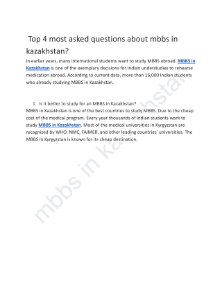 Top 4 most asked questions about mbbs in kazakhstan_