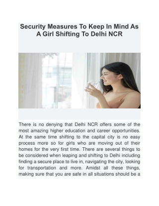 Security Measures To Keep In Mind As A Girl Shifting To Delhi NCR