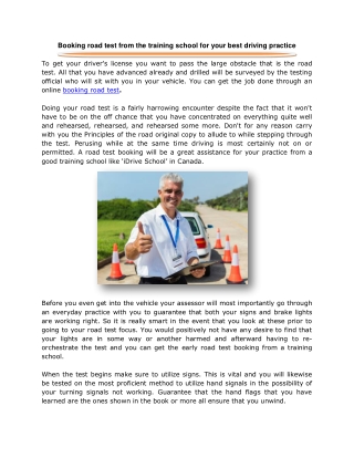 Booking road test from the training school for your best driving practice