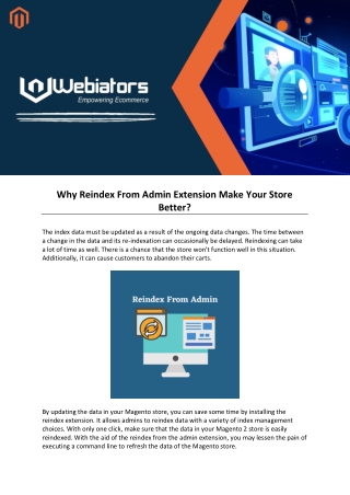 Why Reindex From Admin Extension Make Your Store Better