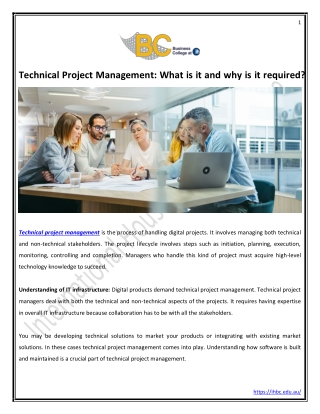 Technical Project Management What is it and why is it required