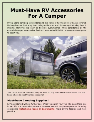 Must-Have RV Accessories For A Camper