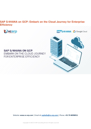 SAP S/4HANA on GCP Embark on the Cloud Journey for Enterprise Efficiency