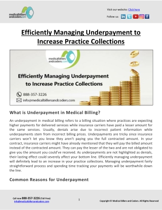 Efficiently Managing Underpayment to Increase Practice Collections