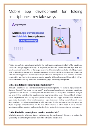 Mobile app development for folding smartphones- key takeaways