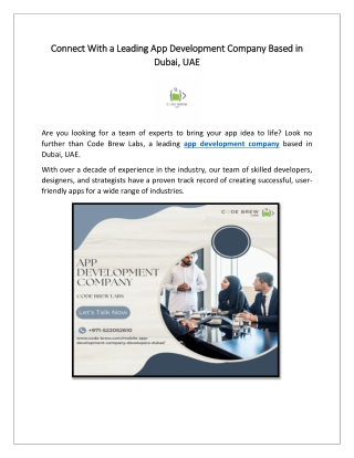 Hire Leading Mobile App Development Company | Code Brew Labs | Dubai