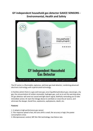 GY independent household gas detector GAXCE SENSORS
