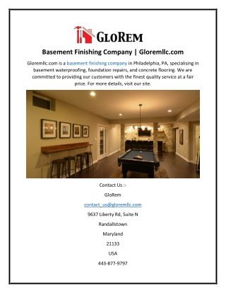 Basement Finishing Company  Gloremllc.com