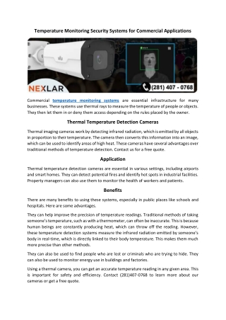 Temperature Monitoring Security Systems for Commercial Applications