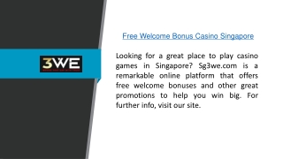 Free Welcome Bonus Casino Singapore  Sg3we.com