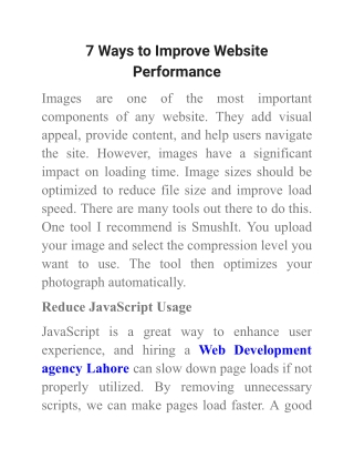 7 Ways to Improve Website Performance