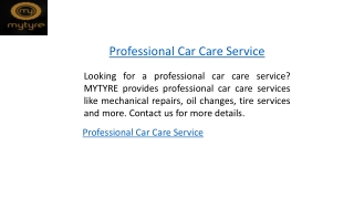 Professional Car Care Service  Mytyre.com