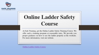 Online Ladder Safety Course|Safetraining.com