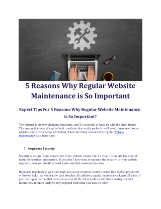 5 Reasons Why Regular Website Maintenance is So Important