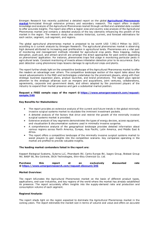 Agricultural Pheromones Market Size, Company Revenue Share, Forecast 2027