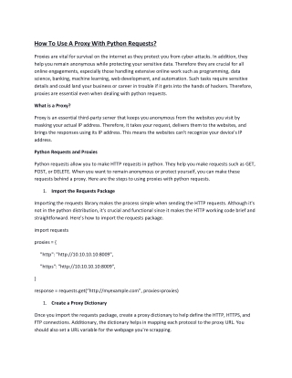 How To Use A Proxy With Python Requests