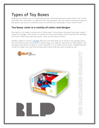 Different Types of Toy Boxes