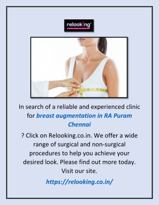 Breast Augmentation In Ra Puram Chennai | Relooking.co.in