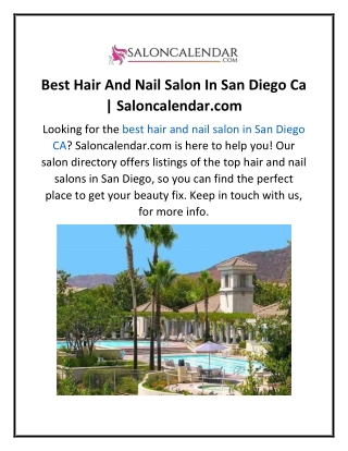 Best Hair And Nail Salon In San Diego Ca  Saloncalendar.com
