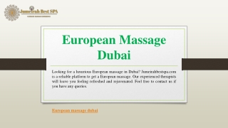 European Massage Dubai |jumeirahbestspa.com