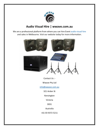 Audio Visual Hire  wwave.com.au