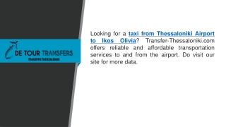 Taxi From Thessaloniki Airport To Ikos Olivia   Transfer-thessaloniki.com