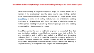 VenueMonk Bulletin Why Hosting A Destination Wedding In Gurgaon Is A Safe & Sound Option