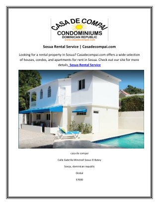Sosua Rental Service | Casadecompai.comBHB