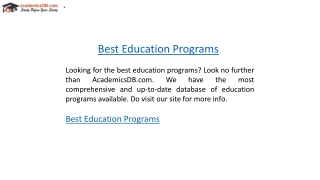 Best Education Programs  Academicsdb.com