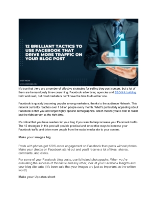 12 Brilliant Tactics To Use Facebook That Drive More Traffic On Your Blog Post
