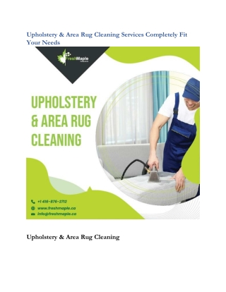 Upholstery & Area Rug Cleaning Services Completely Fit Your Needs