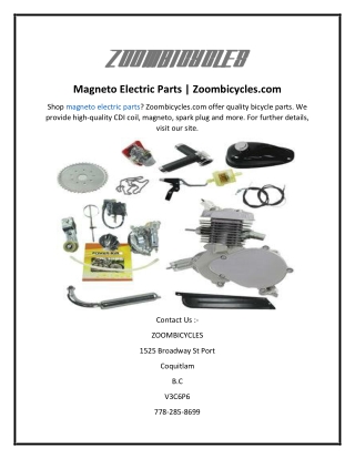 Magneto Electric Parts  Zoombicycles.com