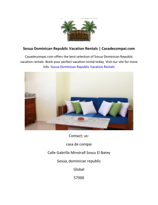 Sosua Dominican Republic Vacation Rentals | Casadecompai.com