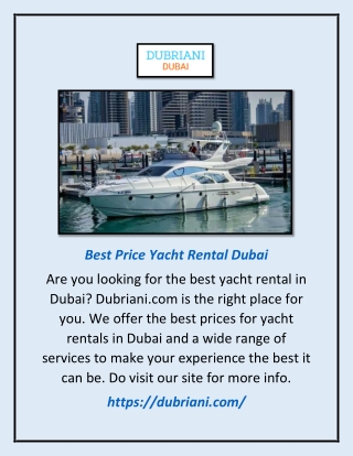 Best Price Yacht Rental Dubai | Dubriani.com