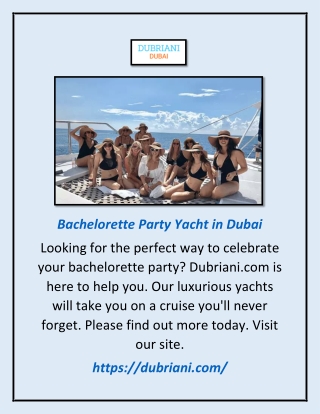 Bachelorette Party Yacht In Dubai | Dubriani.com