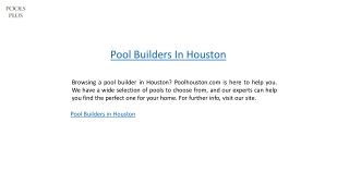 Pool Builders In Houston  Poolhouston.com