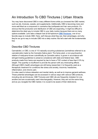 An Introduction To CBD Tinctures | Urban Xtracts