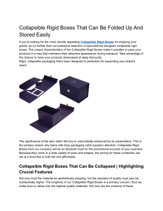 Custom Collapsible Rigid Boxes