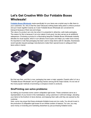 Custom Collapsible Rigid Boxes – Let’s Think Outside The Box