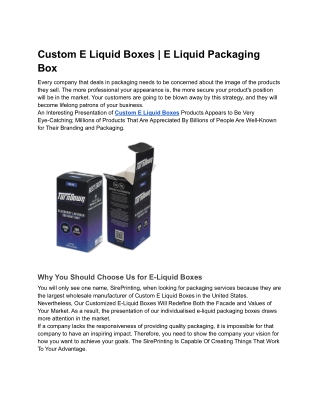 Custom E Liquid Boxes _ E Liquid Packaging