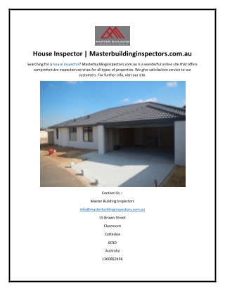 House Inspector  Masterbuildinginspectors.com.au