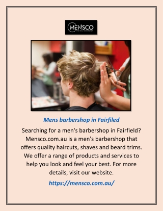Mens Barbershop in Fairfiled | Mensco.com.au