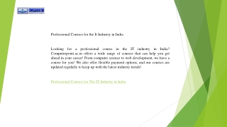 Professional Courses for the It Industry in India  Computerpoint.ac.in
