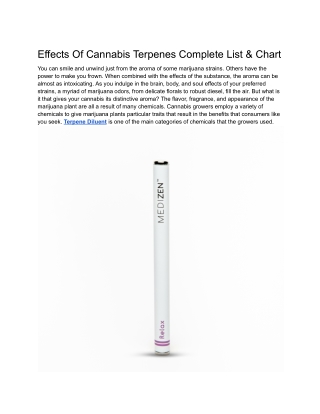 Effects Of Cannabis Terpenes Complete List _ Chart