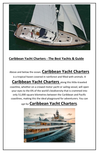 Caribbean Yacht Charters - The Best Yachts & Guide