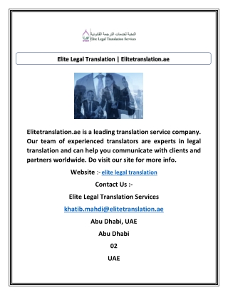 Elite Legal Translation | Elitetranslation.ae