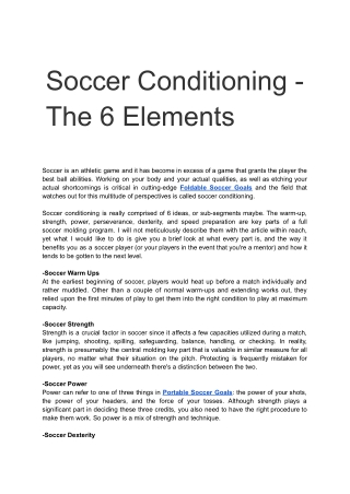 Soccer Conditioning - The 6 Elements