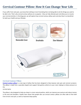 Cervical Contour Pillow- How It Can Change Your Life