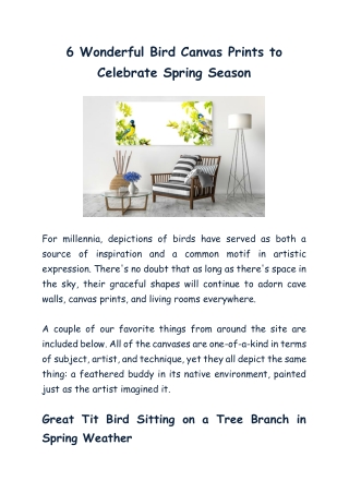 6 Wonderful Bird Canvas Prints to Celebrate Spring Season
